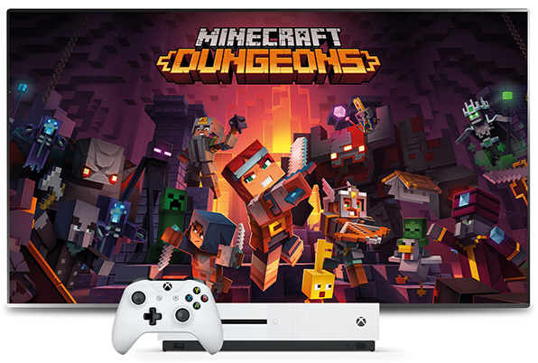 Play over 100 games including Minecraft Dungeons on the Xbox One X console, included with the Xbox All Access package